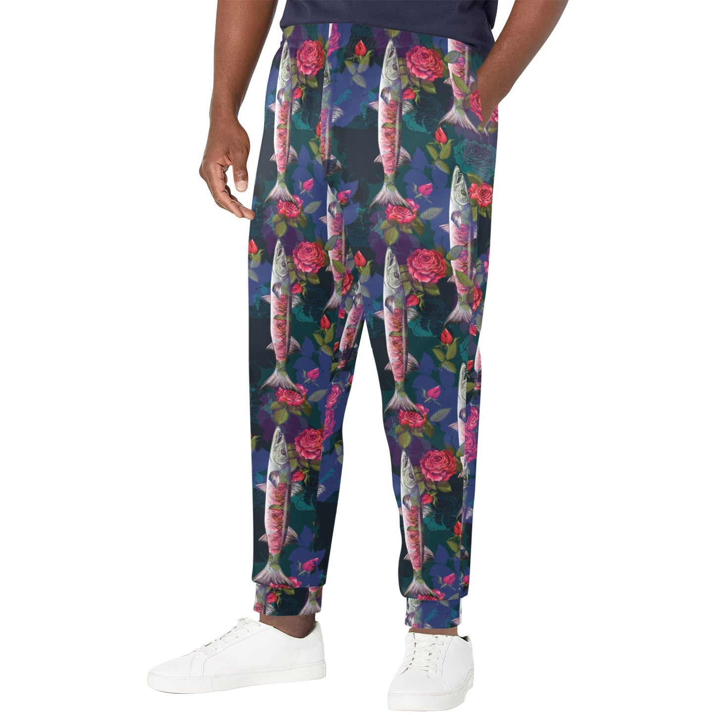 Barracuda with Folwer Pattern Print Design 01 Men's Casual Track Pants