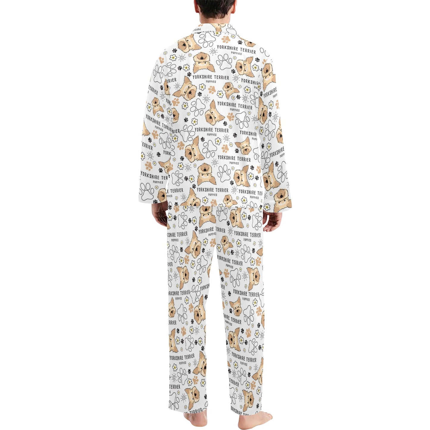 Yorkshire Terriers Print Design LKS308 Men's Long Pajama Set