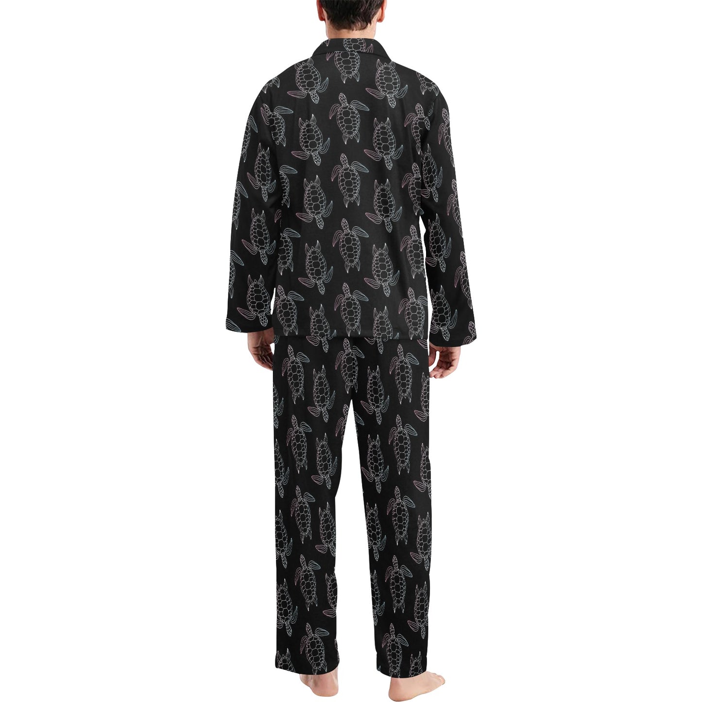 Sea Turtle Print Design LKS3012 Men's Long Pajama Set