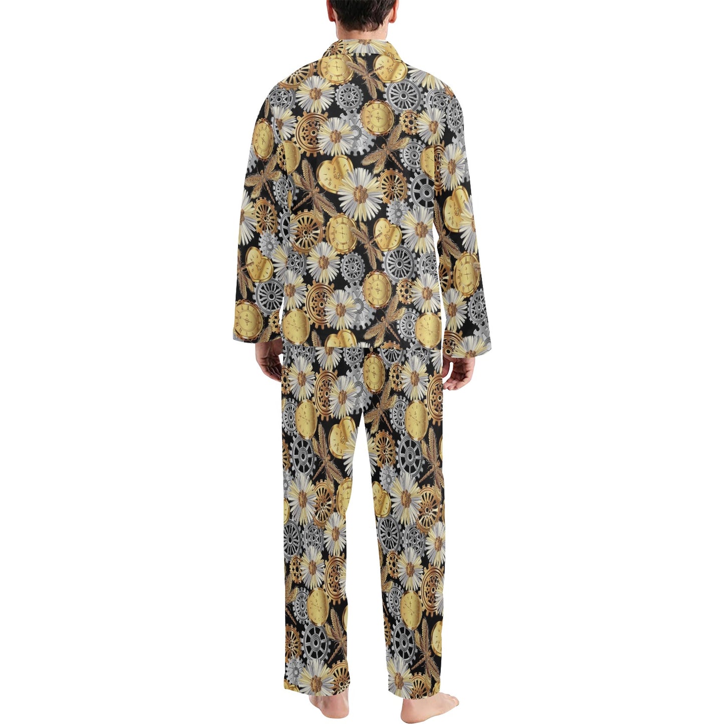 Steampunk Dragonfly Print Design LKS302 Men's Long Pajama Set