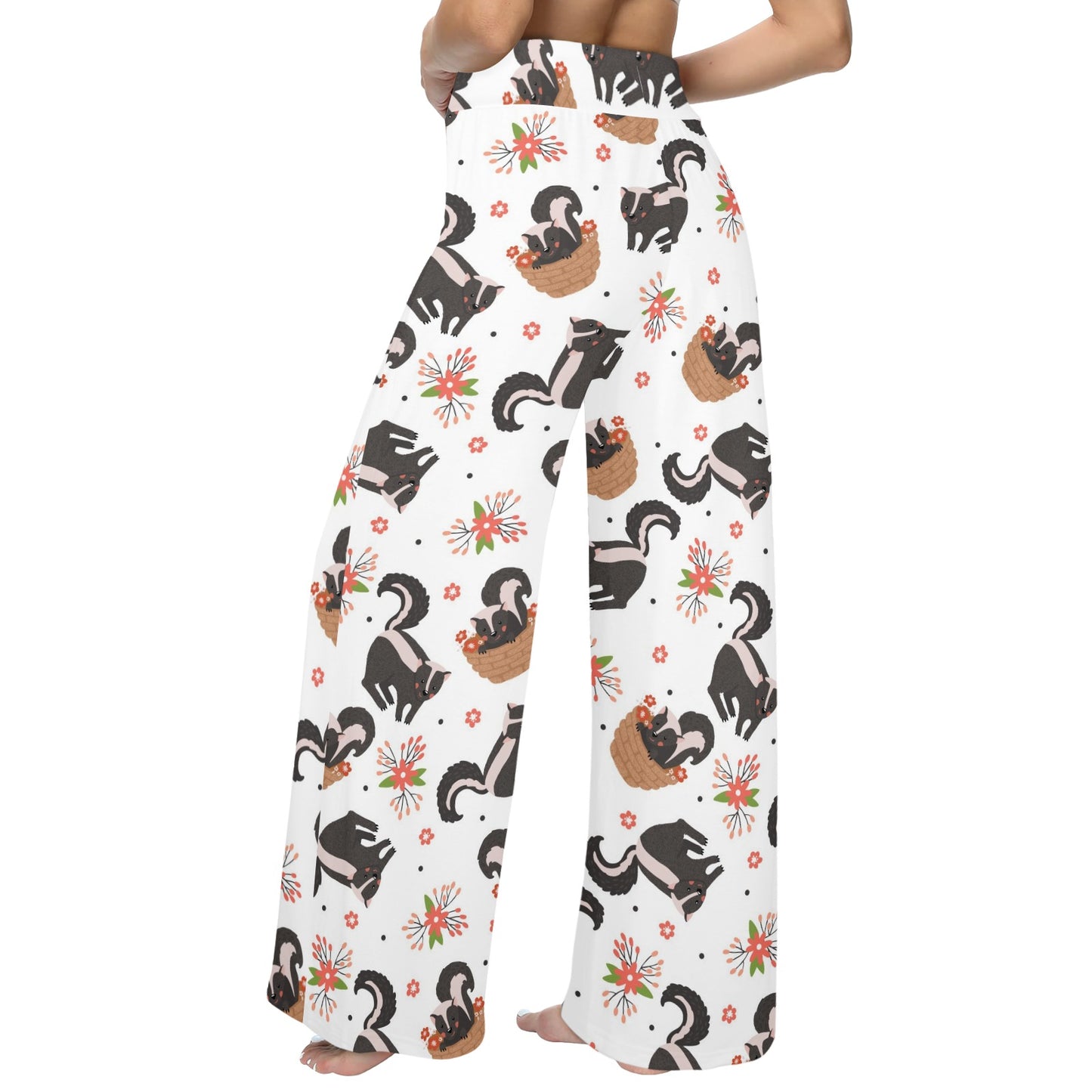 Skunk Print Design LKS304 Women's Wide Leg Lounge Pants