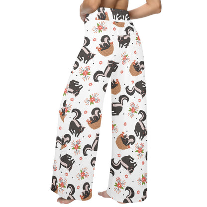 Skunk Print Design LKS304 Women's Wide Leg Lounge Pants