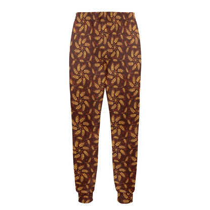 Agricultural Brown Wheat Print Pattern Men's Casual Track Pants