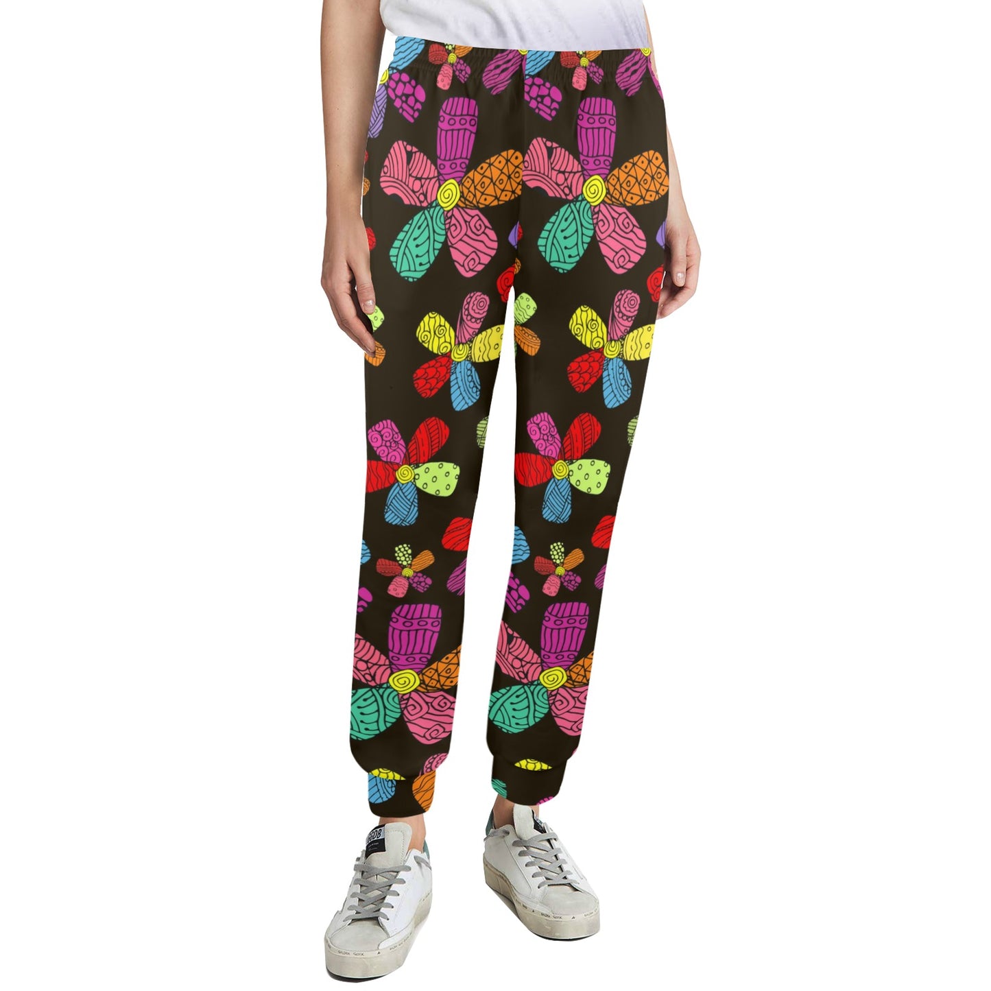 Flower Power Colorful Print Pattern Women's Casual Track Pants