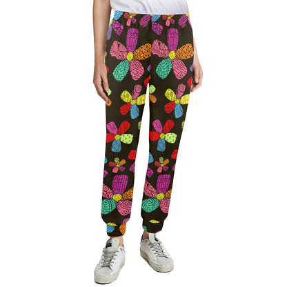 Flower Power Colorful Print Pattern Women's Casual Track Pants