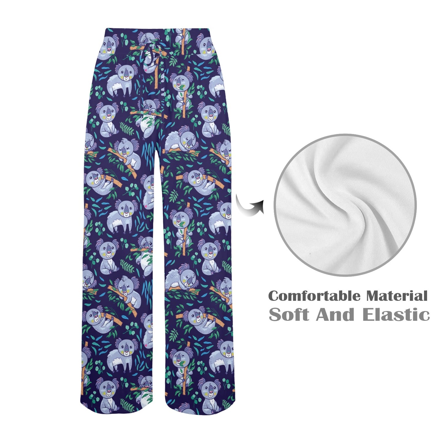 Koala Themed Design Print Women's Wide Leg Lounge Pants