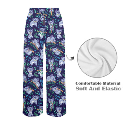 Koala Themed Design Print Women's Wide Leg Lounge Pants