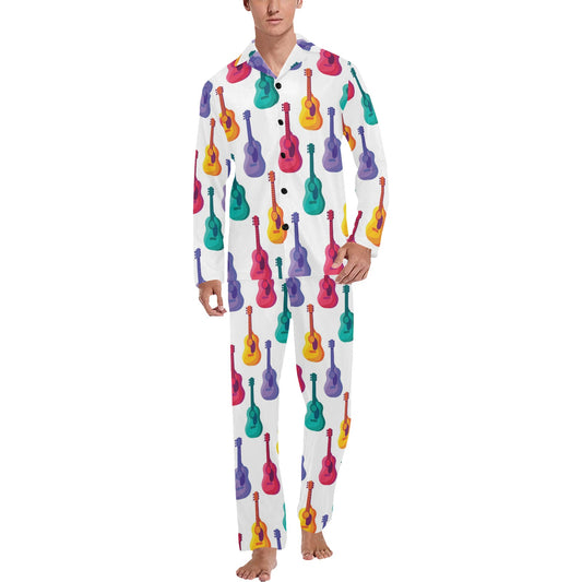 Acoustic Guitar Print Design LKS406 Men's Long Pajama Set