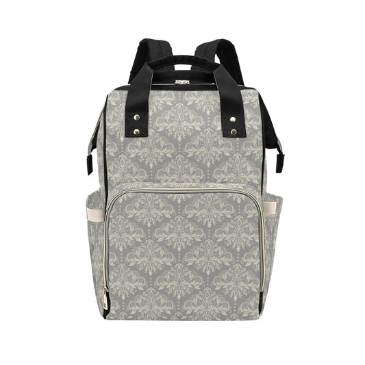Damask Grey Elegant Print Pattern Diaper Bag Backpack