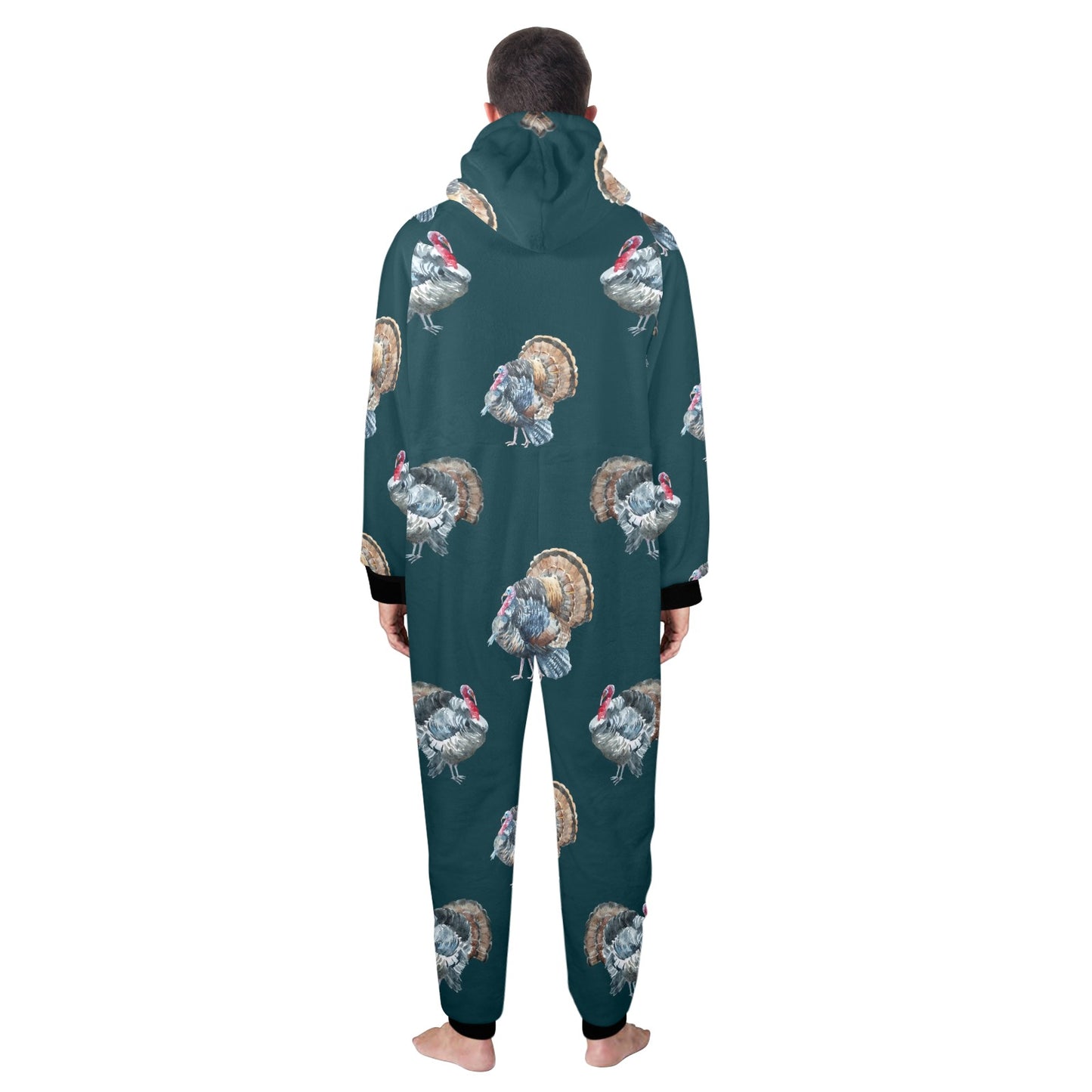 Turkey Pattern Print Design 03 Hooded Fleece Onesie Pajama Jumpsuit