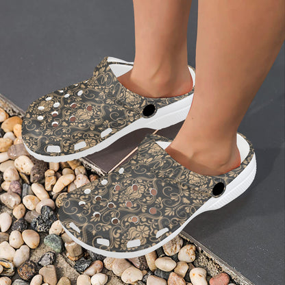 Damask Elegant Luxury Print Pattern Unisex Clogs Shoes