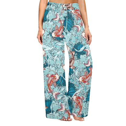 KOI Fish Pattern Print Design 05 Women's Wide Leg Lounge Pants