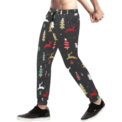 Christmas Tree Deer Style Pattern Print Design 03 Men's Sweatpants