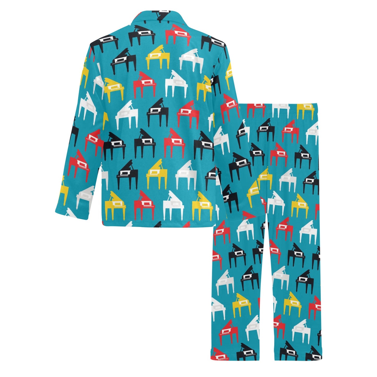 Piano Print Design LKS403 Men's Long Pajama Set