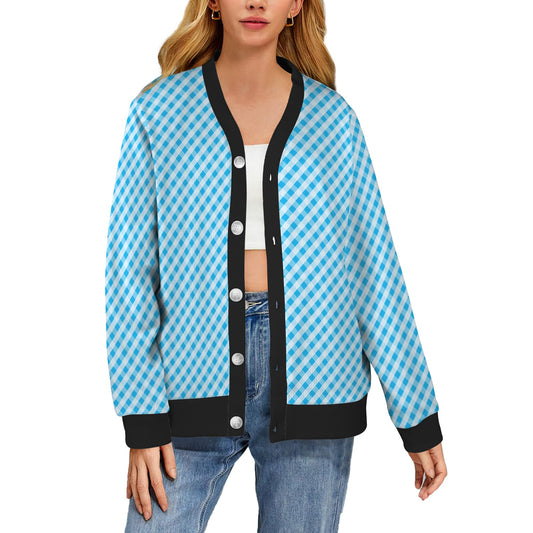 Gingham Print Design LKS401 Women's Cardigan