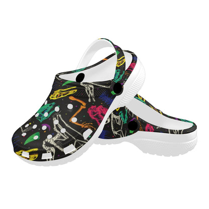 Dinosaur Skull Color Print Pattern Unisex Clogs Shoes