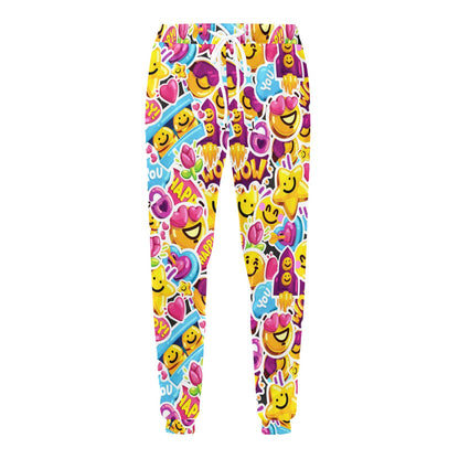 Emoji Sticker Print Pattern Men's Sweatpants