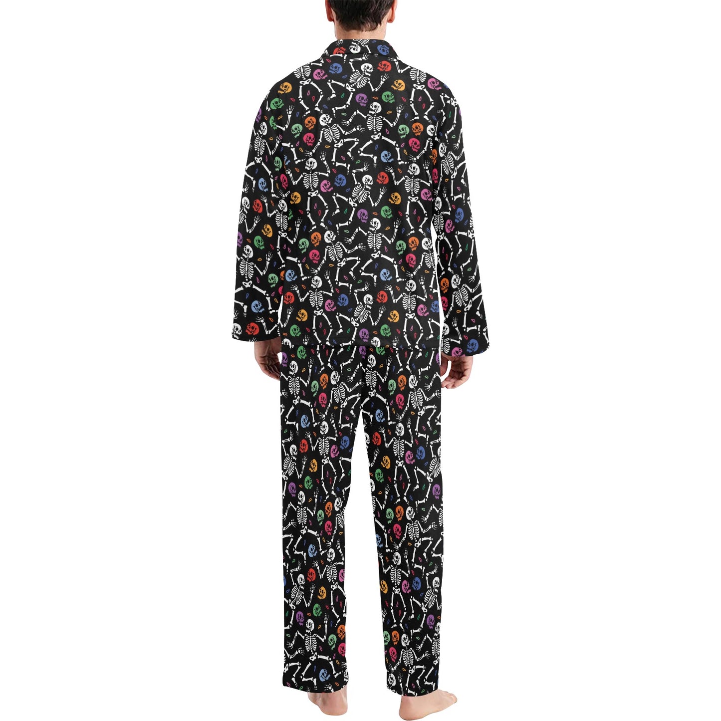 Skeleton Print Design LKS307 Men's Long Pajama Set