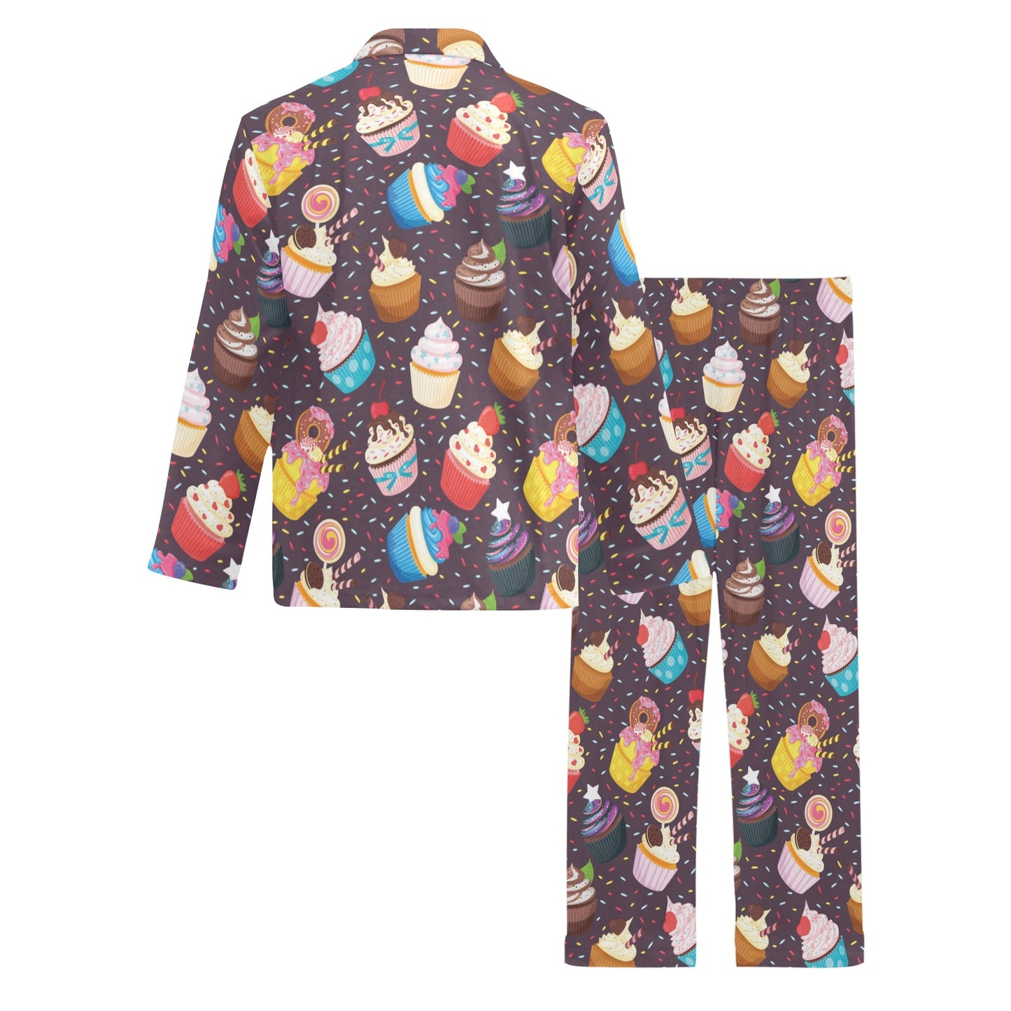 Cupcakes Party Print Pattern Men's Long Pajama Set