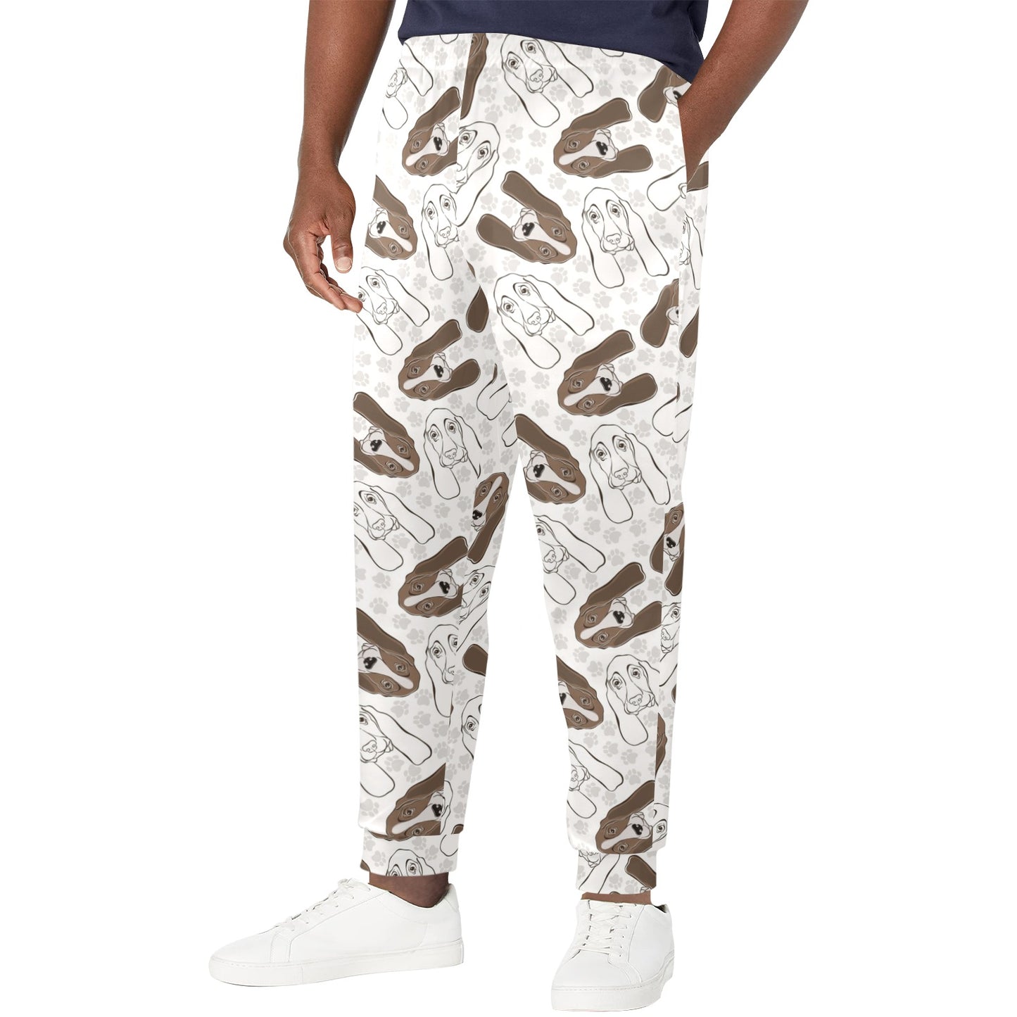 Basset Hound Pattern Print Design 01 Men's Casual Track Pants