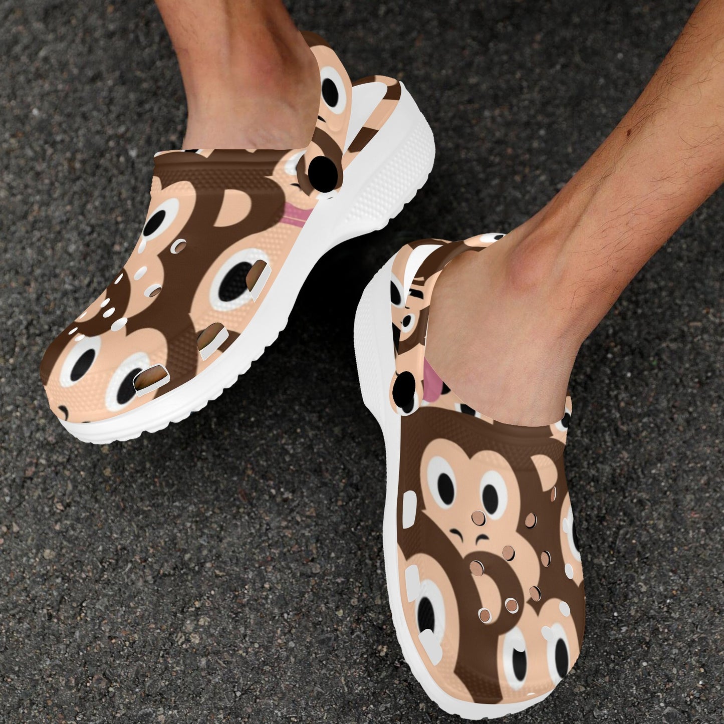 Emoji Monkey Print Pattern Unisex Clogs Shoes