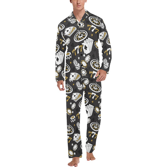 Casino Pattern Print Design 05 Men's Long Pajama Set