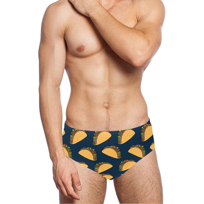 Taco Pattern Print Design TC04 Men's Swimming Briefs