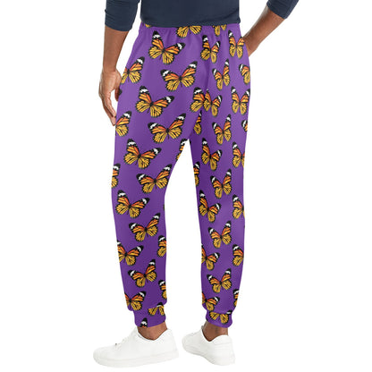 Monarch Butterfly Purple Print Pattern Men's Casual Track Pants