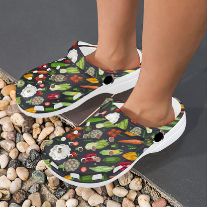 Vegan Pattern Themed Design Print Unisex Clogs Shoes