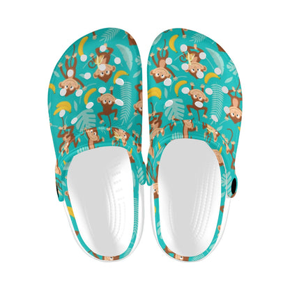 Monkey Happy Design Themed Print Unisex Clogs Shoes