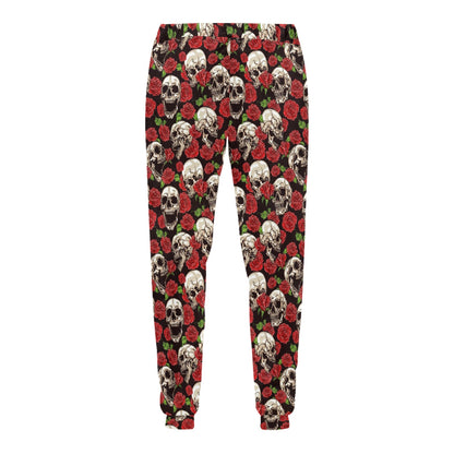 Skull Roses Design Themed Print Men's Sweatpants
