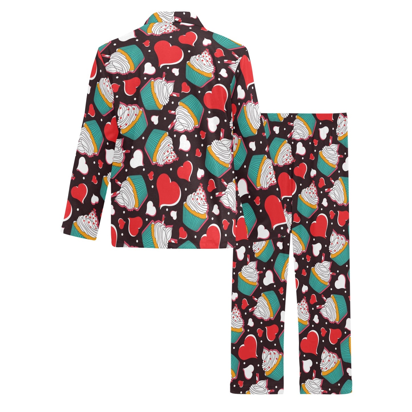 Cupcakes Heart Print Pattern Men's Long Pajama Set