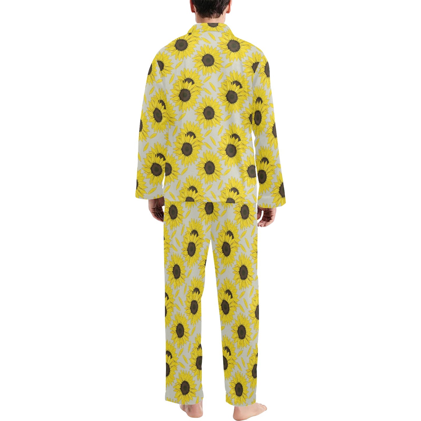 Sunflower Print Design LKS309 Men's Long Pajama Set