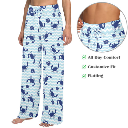Crab Pattern Print Design 04 Women's Wide Leg Lounge Pants