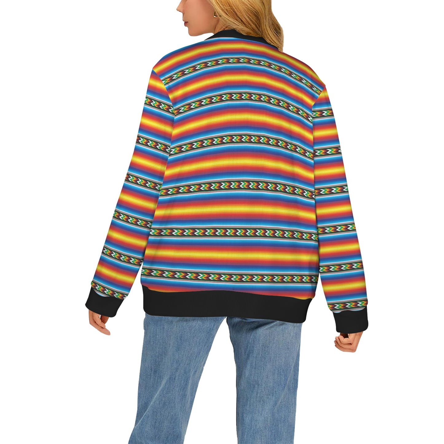 Mexican Blanket ZigZag Print Pattern Women's Cardigan