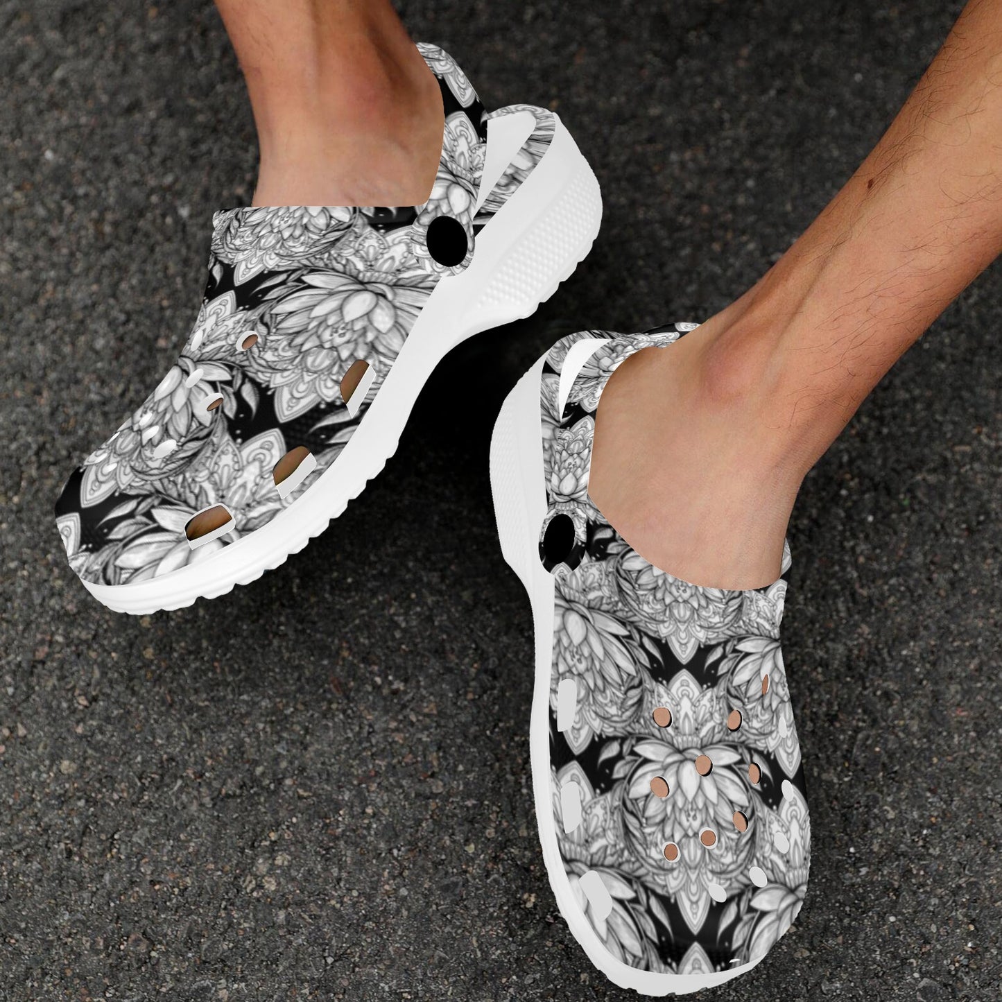 Lotus Mandala Print Pattern Unisex Clogs Shoes