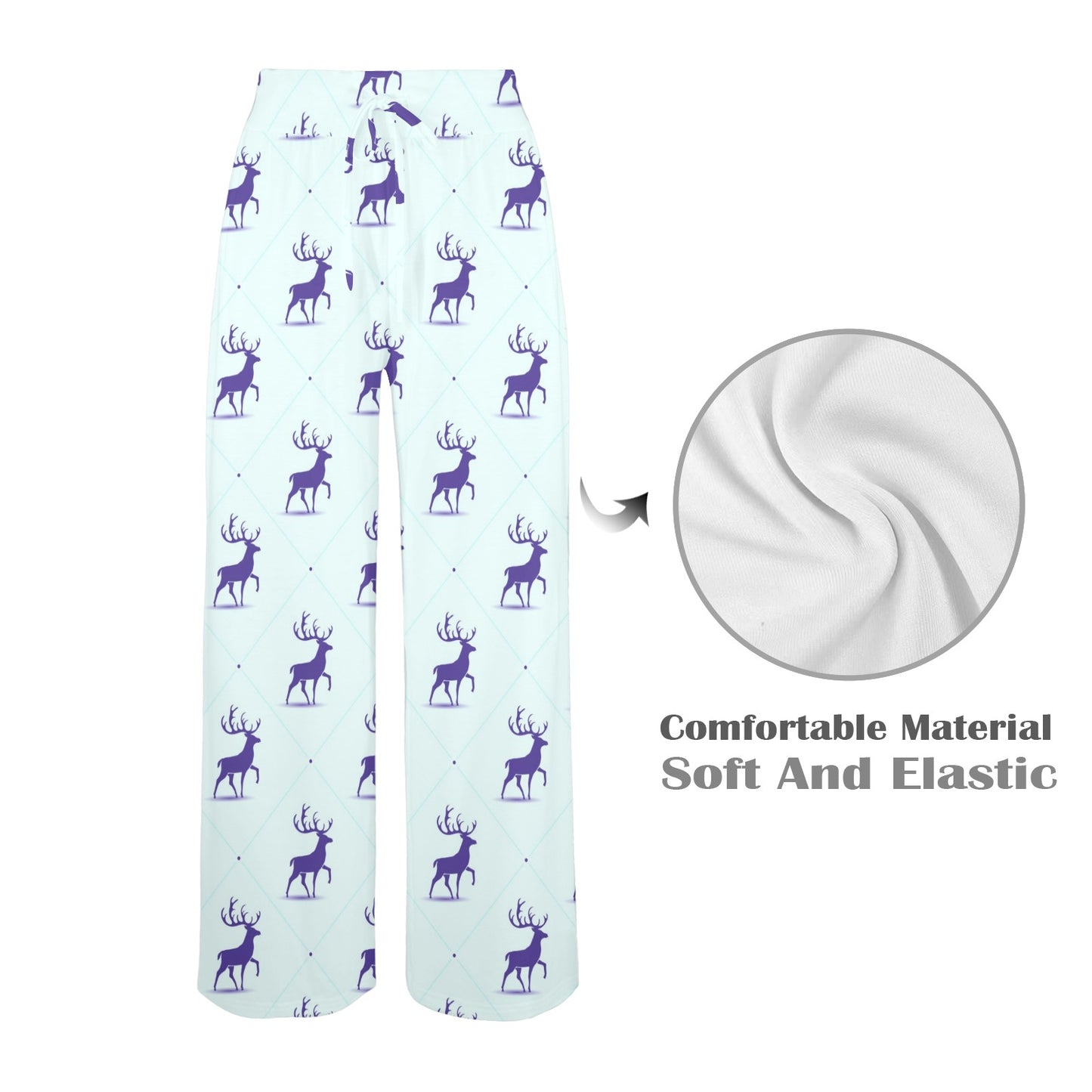 elk Design Print Pattern JJ0195 Women's Wide Leg Lounge Pants
