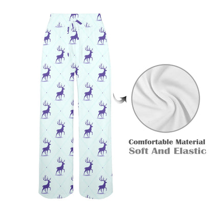 elk Design Print Pattern JJ0195 Women's Wide Leg Lounge Pants