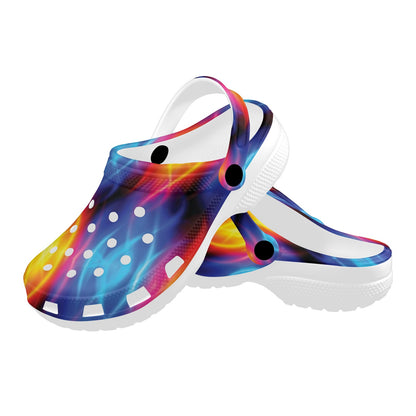 Flame Fire Blue Design Print Unisex Clogs Shoes
