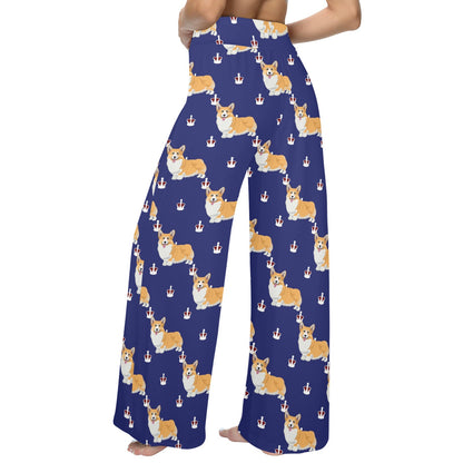 Pembroke Welsh Corgis Pattern Print Design A07 Women's Wide Leg Lounge Pants