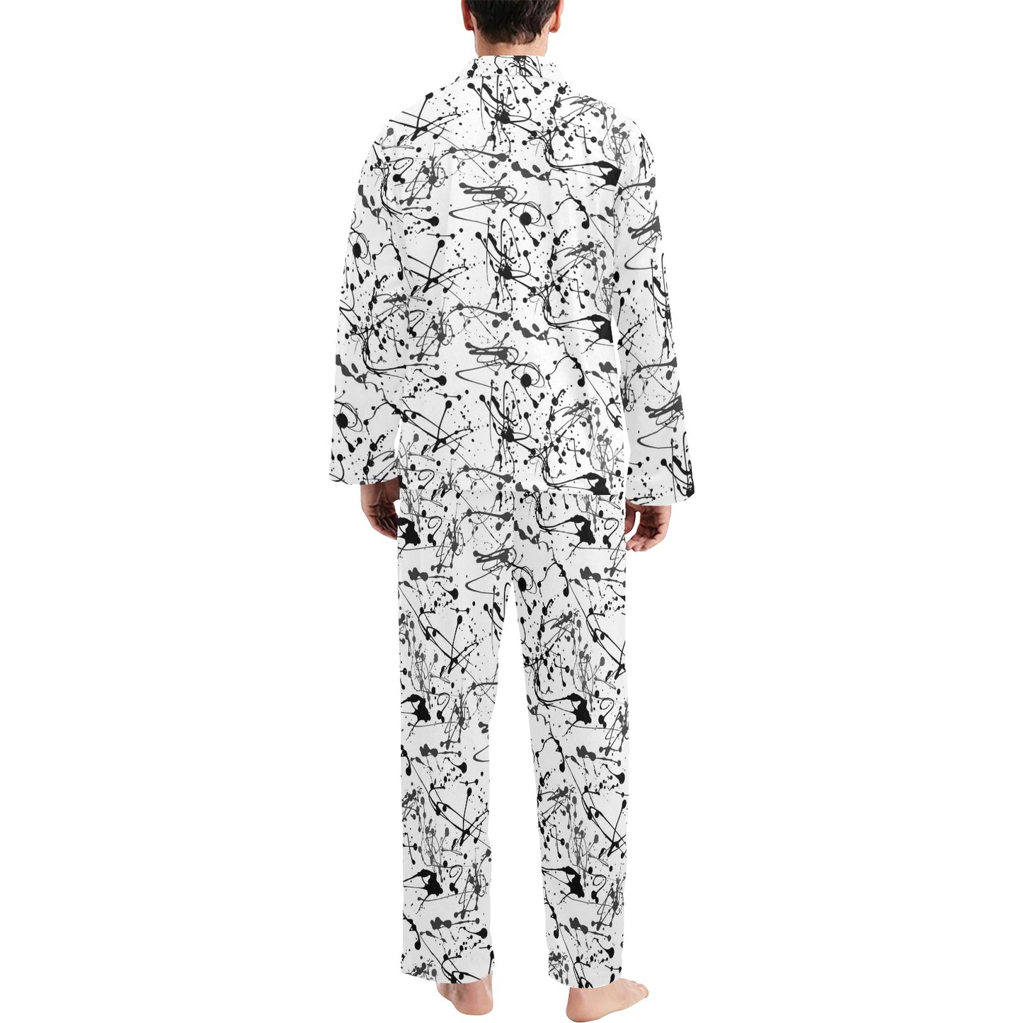 Splatter Print Design LKS305 Men's Long Pajama Set