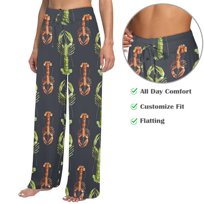 Lobster Pattern Print Design 01 Women's Wide Leg Lounge Pants