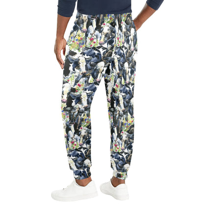 Cow Watercolor Print Pattern Men's Casual Track Pants
