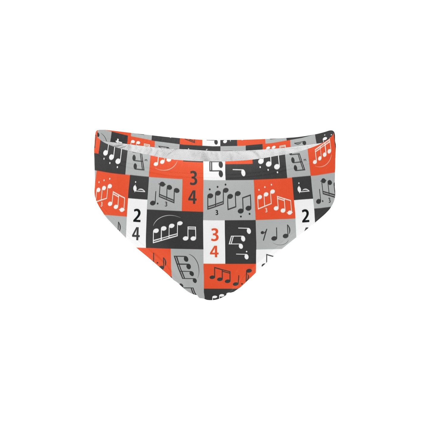 Music Note Design Themed Print Men's Swimming Briefs