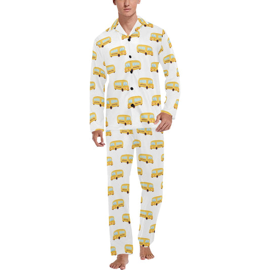 School Bus Print Design LKS306 Men's Long Pajama Set