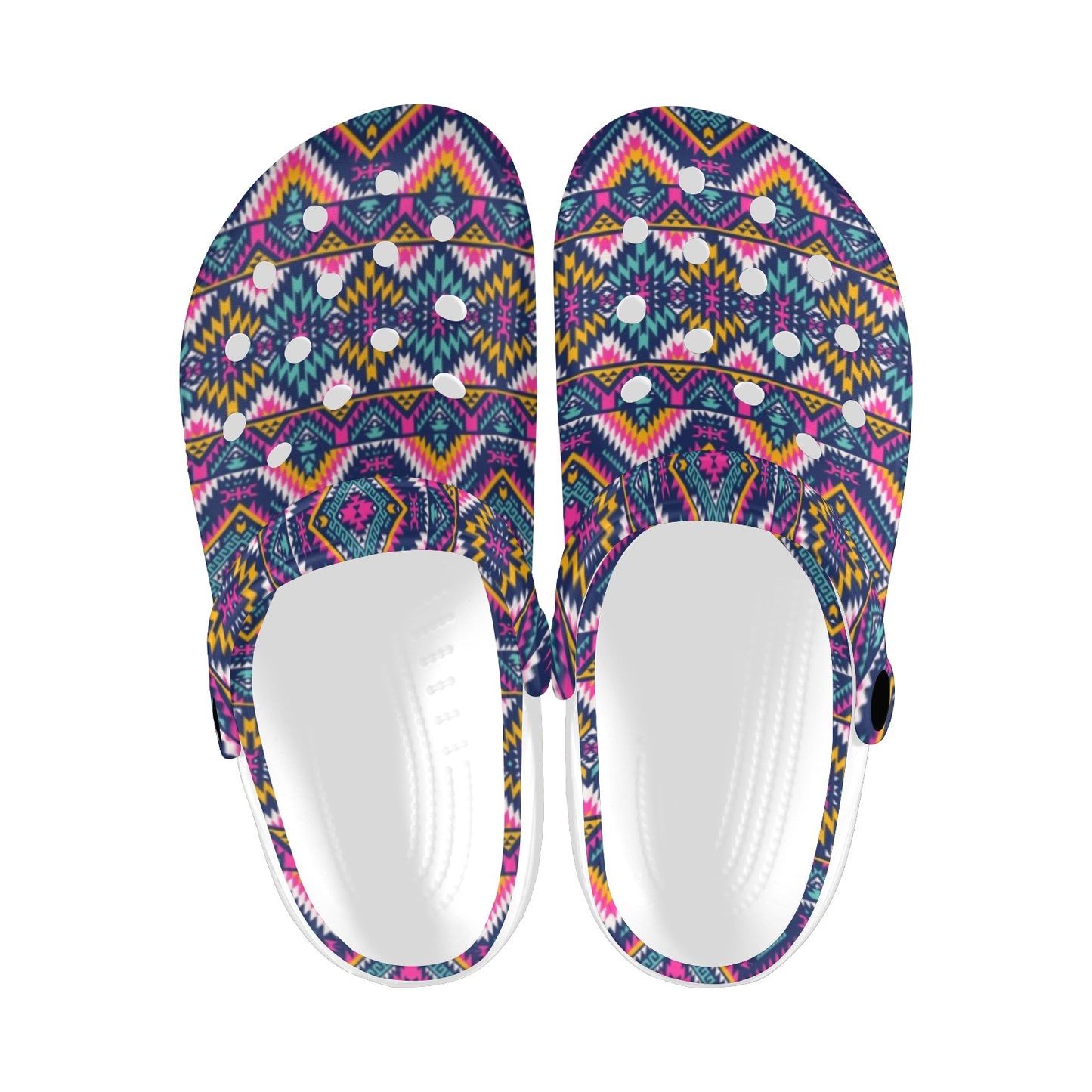 Indian Navajo Pink Themed Design Print Unisex Clogs Shoes