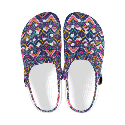Indian Navajo Pink Themed Design Print Unisex Clogs Shoes