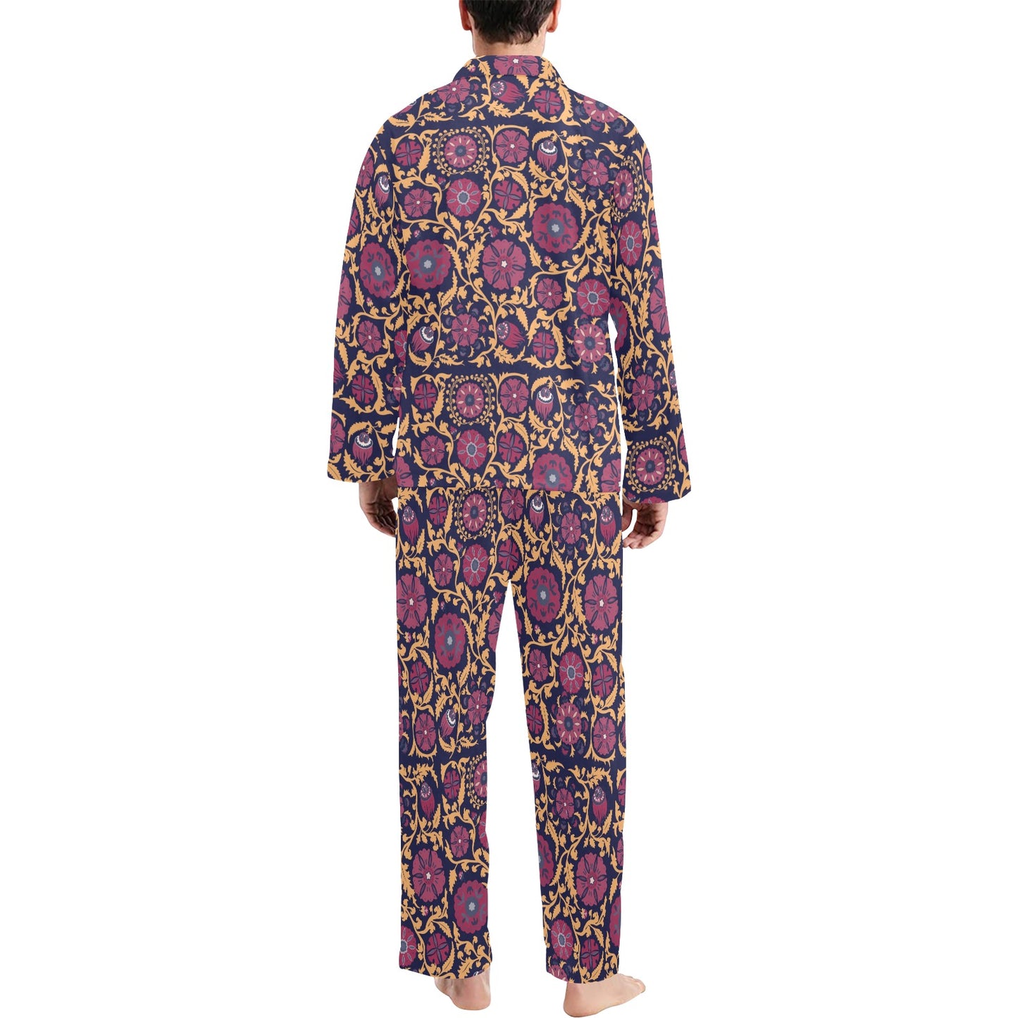 Suzani Print Design LKS303 Men's Long Pajama Set