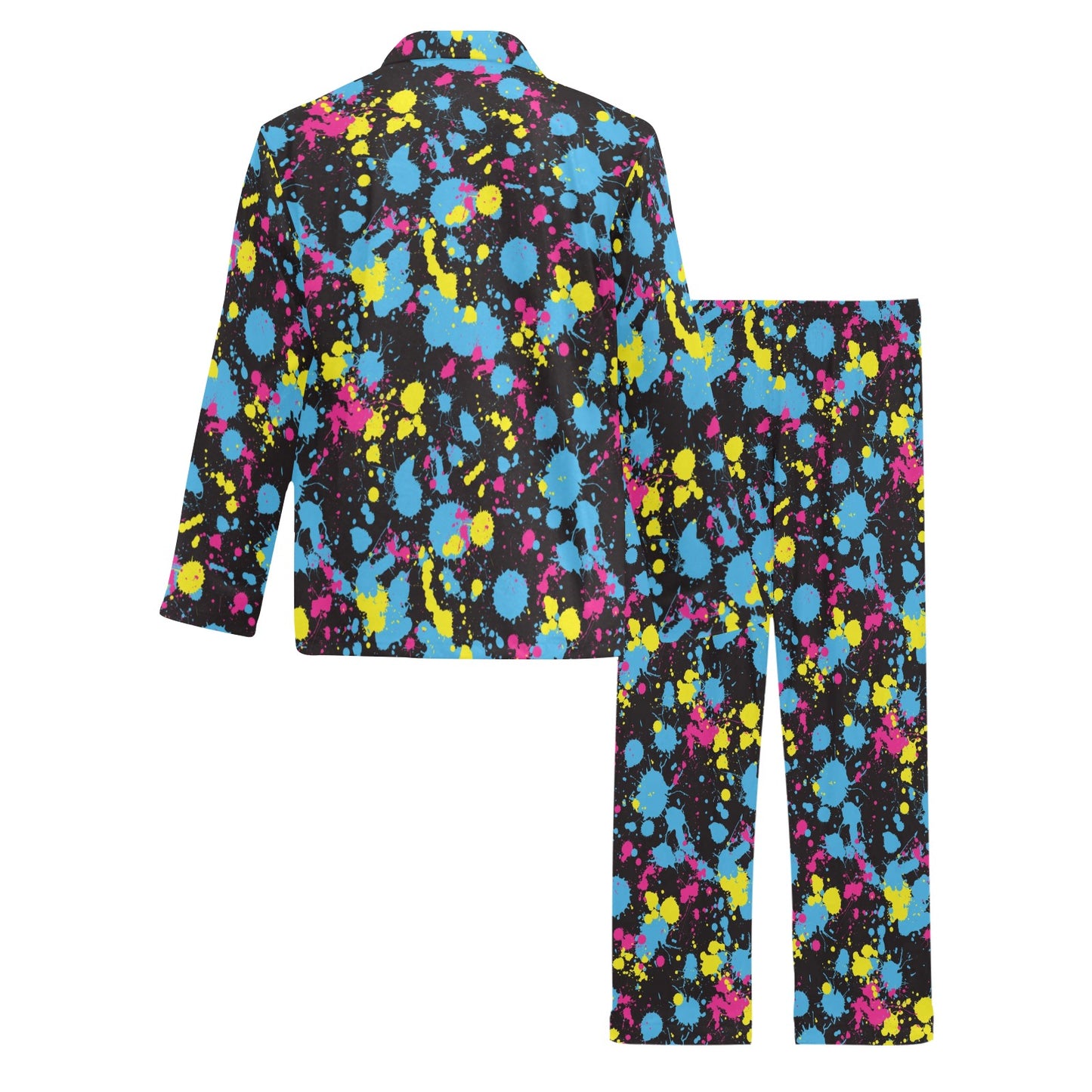 Splatter Colorful Print Design LKS301 Men's Long Pajama Set