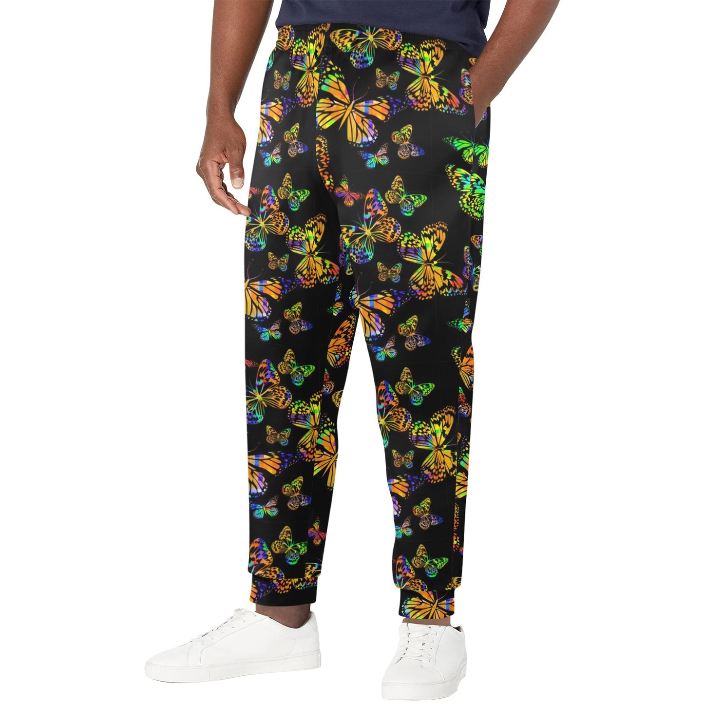 Butterfly Neon Color Print Pattern Men's Casual Track Pants